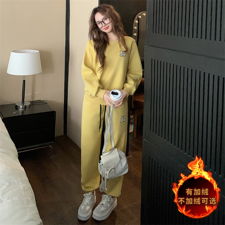女春秋新款韩版时尚宽松显瘦圆领卫衣卫裤两件套,女装套装/套裙,江南