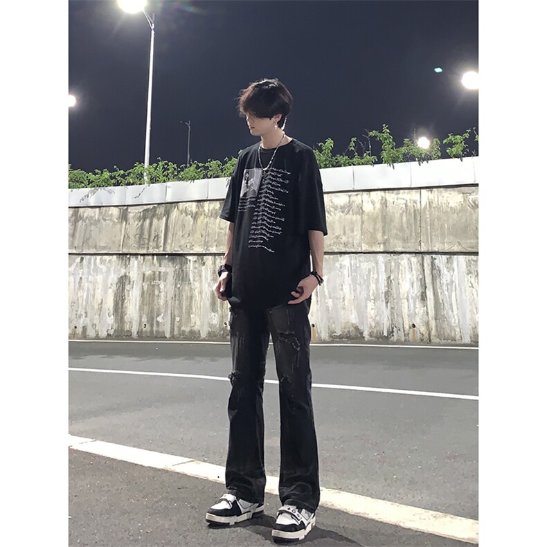 夏季美式高街ins小众破洞牛仔裤货号K755P6578,男装牛仔裤,电商A063