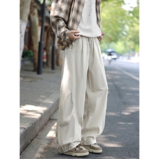 2025秋季新款美式弯刀褶皱宽松阔腿休闲裤B315-K25724-特p48控88，男装休闲裤，电商B315