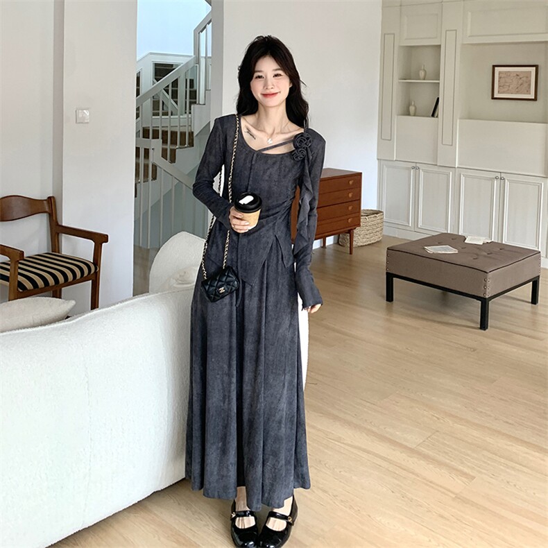 U型领半身裙两件套2025年春款新款套裙不规则上衣配半身裙HZ0674,女装套装/套裙,灵力轩
