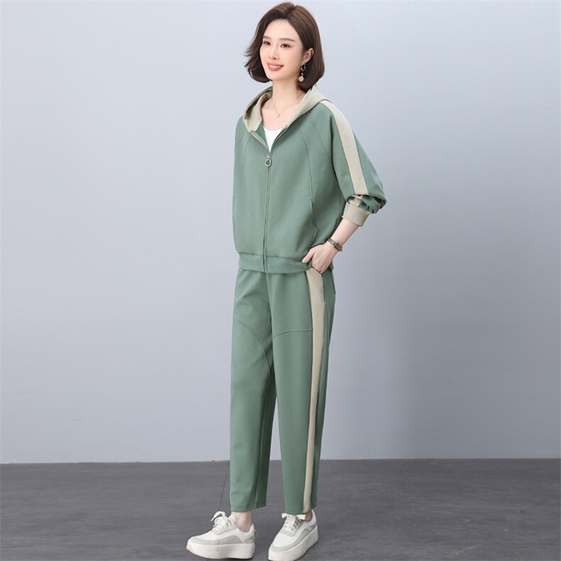 2025春秋季时尚简约大方气质优雅显瘦休闲潮流撞色套装,女装套装/套裙,独衣靓