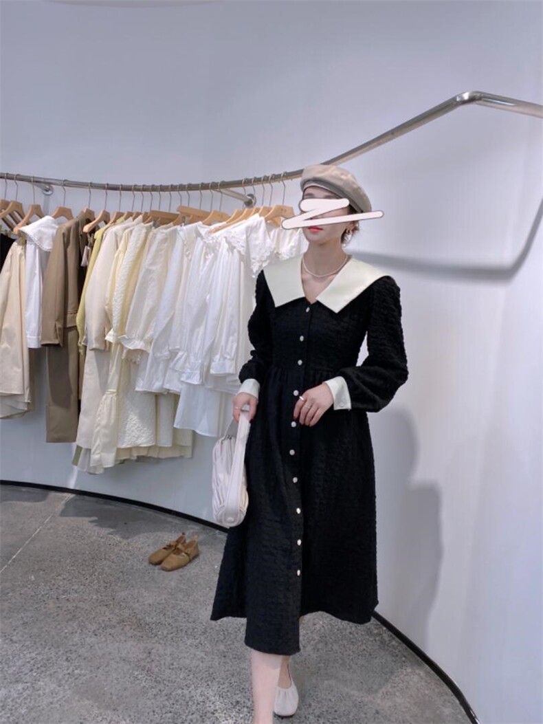 重工海军领连衣裙，女装连衣裙，驿谷