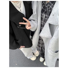 网图重磅380克全棉宽松设计感拉链套头连帽卫衣外套AH912-P58，女装短外套，四季星座610B
