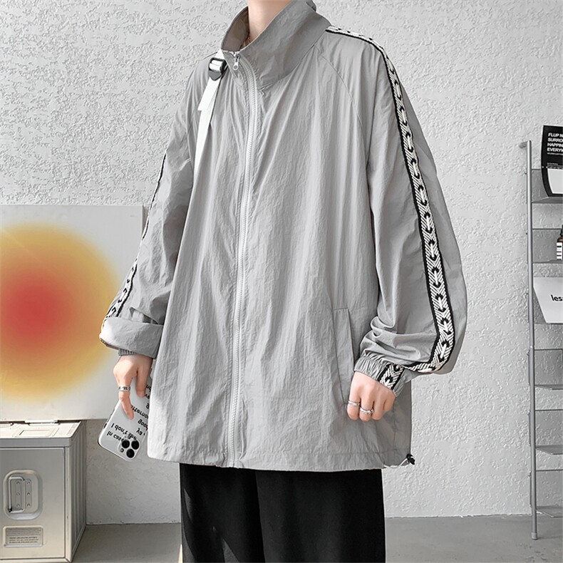 F004-P45夏季新款织带防晒衣男士大码宽松外套纯色透气控58，男装防晒衣，电商B280-1（原A049）