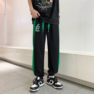 港风bf百搭卫裤男宽松束脚九分裤潮牌拼接撞色运动休闲裤K068-P38图片