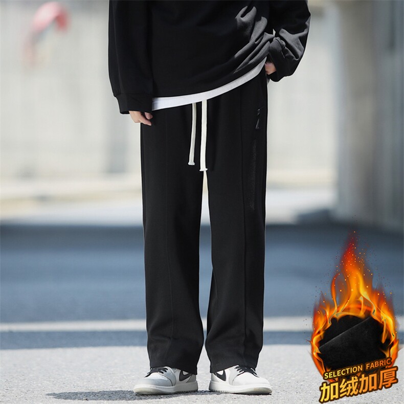 秋季港风新款男休闲百搭加绒卫裤直筒裤K3221H-P45,男装休闲裤,星座717