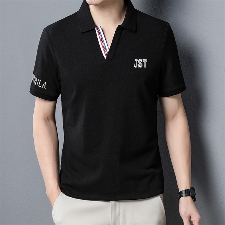 T恤男士短袖2023夏季新款男时尚简约Polo打底衫中年舒适男装上衣,男装T恤,电商B212（原钱塘6029）