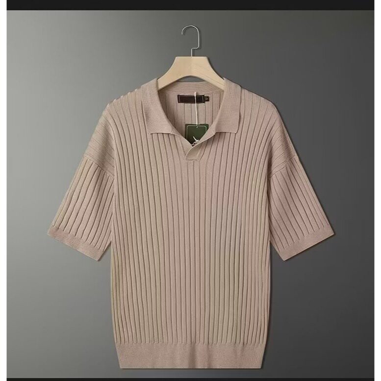 条纹丝光针织夏季男士外贸轻商务休闲时尚百搭半开翻领POLO衫潮,男装Polo衫,星座506A