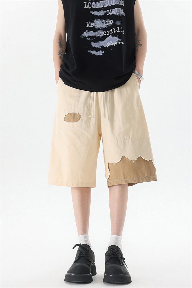 8XL-M特大码短裤男夏季新款大码vibe破洞拼接高街短裤DK1518P50,男装牛仔裤,电商D206-1