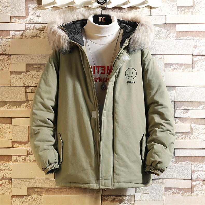 MM48072-P130冬季大毛领衣男士大码加厚袄男服砖墙挂拍,男装棉衣,电商A040A