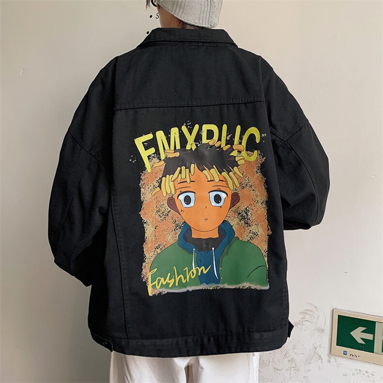 牛仔外套男2025春季美式嘻哈潮牌复古高街卡通印花夹克JK863-P68，男装工装外套，星座1103-3