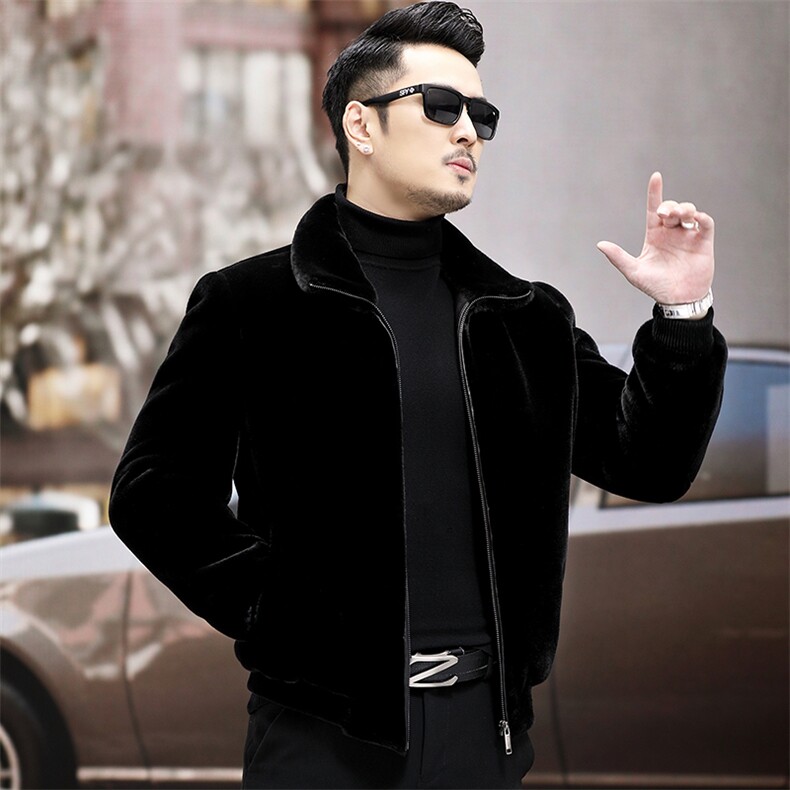WL1906冬季新款男士金貂绒外套短款翻领夹克仿貂绒男装P330,男装皮衣,电商B360