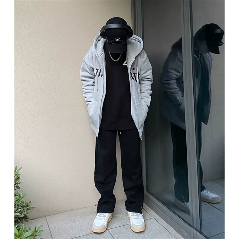抖音得物加绒加厚宽印花休闲连帽卫衣开衫卫衣外套AKS1101,女装短外套,电商A443