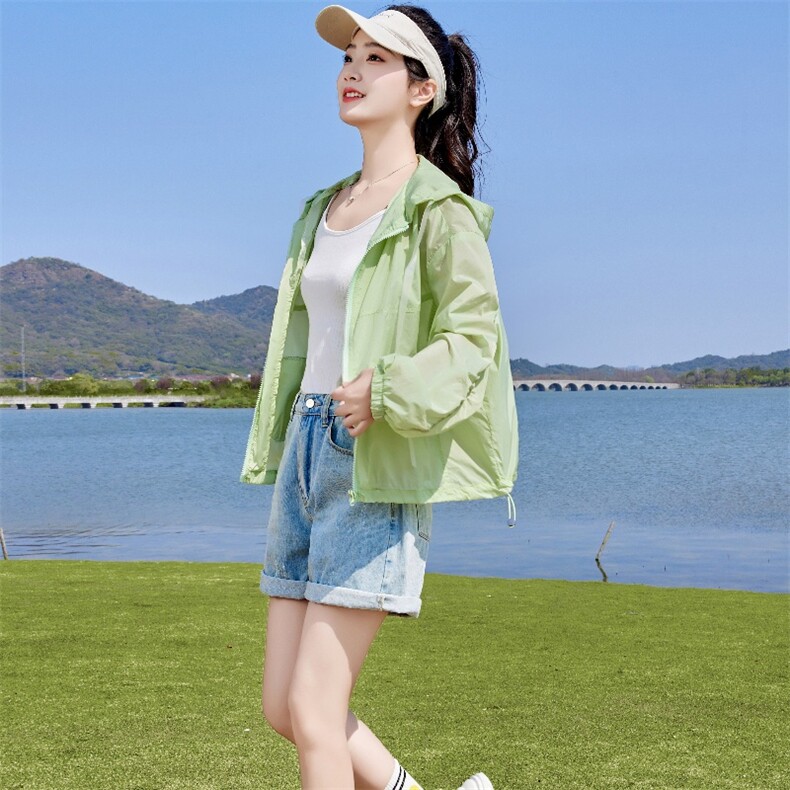 纯色防晒衣女款长袖2025年夏季新款透气薄款韩版宽松防晒衫外套,女装防晒衣,蝶眷