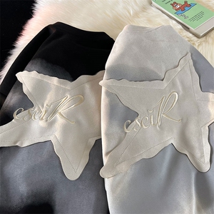 贴补绣夏装圆领短袖 设计感麂皮绒印花T恤T40 P40图片