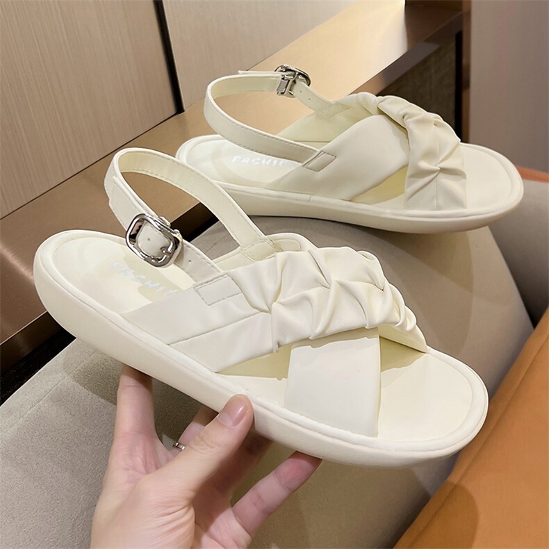 凉鞋女2023夏季新款平底踩屎感韩版百搭露趾休闲凉拖鞋，女鞋凉鞋，电商A223