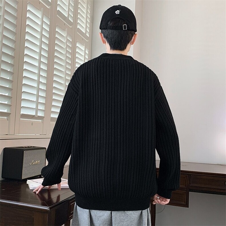 84796-P65秋冬新款休闲毛衣男长袖针织衫港风纯色宽松打底衫,男装针织衫/毛衣,电商D310B