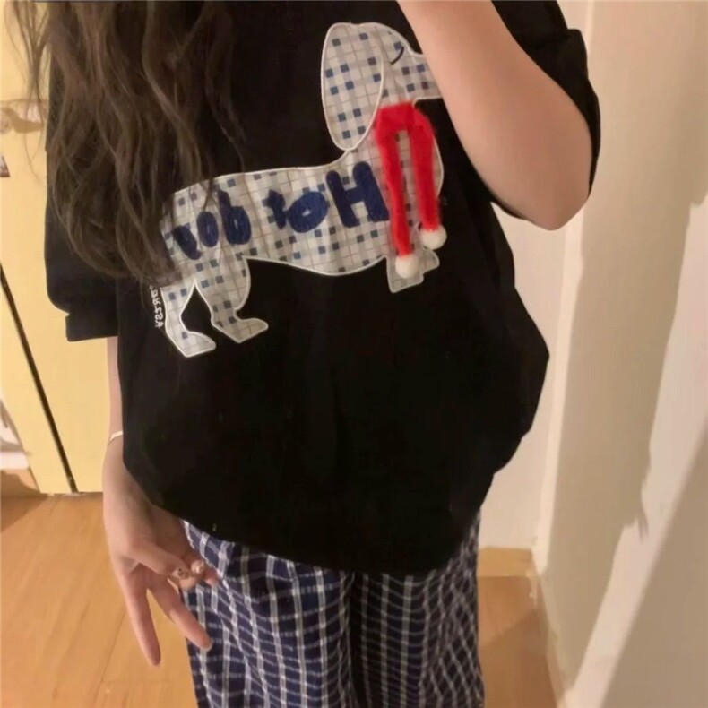 H0608-P35刺绣贴布夏季宽松显瘦T恤女图片