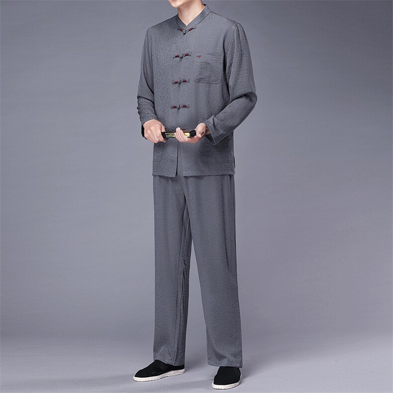 AN9368钱塘2020-3秋季新款高品质男士宽松休闲唐装套装两件套P130,男装民族服装,钱塘207-3