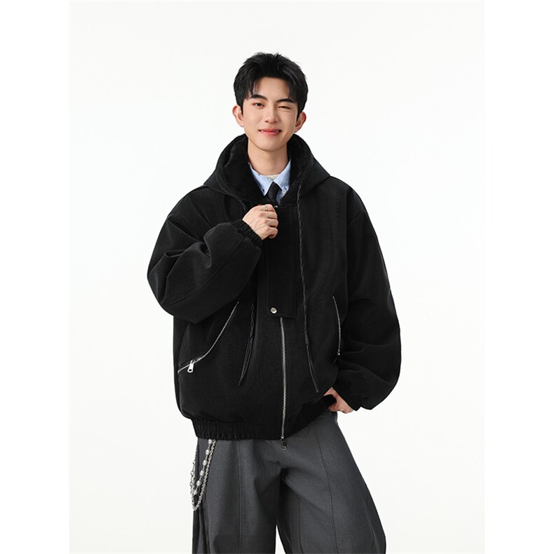 现货连帽座山雕pu皮全毛棉衣外套MF10批108，男装皮衣，电商B210
