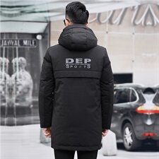 冬装潮中长款加厚修身90白鸭绒羽绒服男外套连帽羽绒99335，男装羽绒服，钱塘6007(原2006)