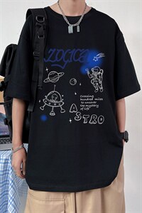 夏季新款港风男女创意字母印花200克纯棉T恤短袖 T05 P25图片