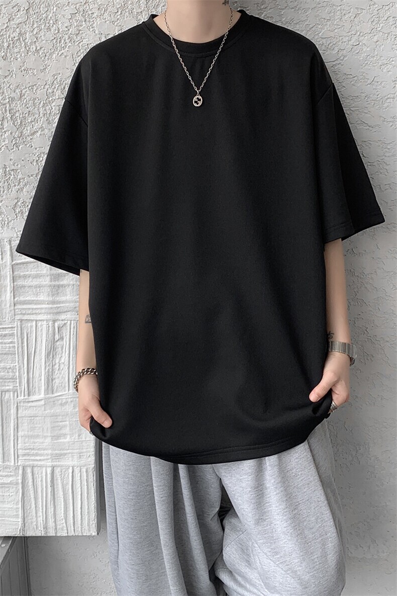 8XL-M高品质重磅棉光版纯色短袖T恤百搭款半截袖五分袖DX332特P23,男装T恤,电商D206-1