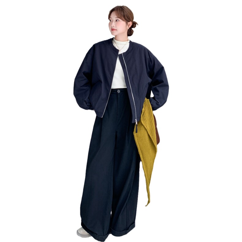 深蓝色韩系针织披肩短款棉服外套女2025冬小个子休闲保暖圆领棉衣,女装棉衣/棉服,2C166