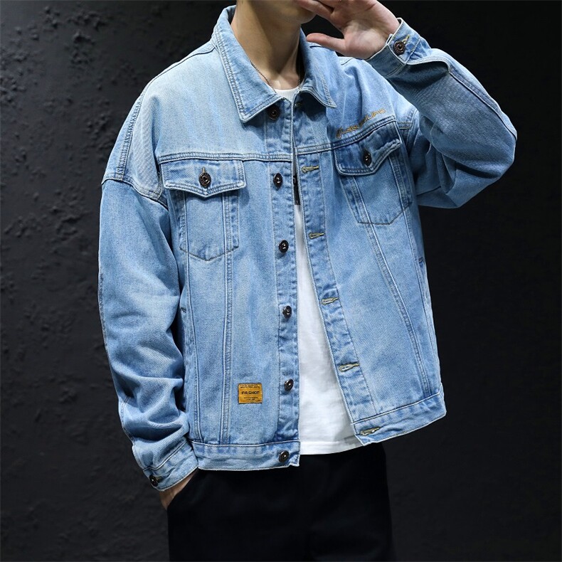 2025秋季新款牛仔外套男士夹克牛仔衣潮M-5XL两色6630-P65，男装工装外套，电商B223（原星座515-1）
