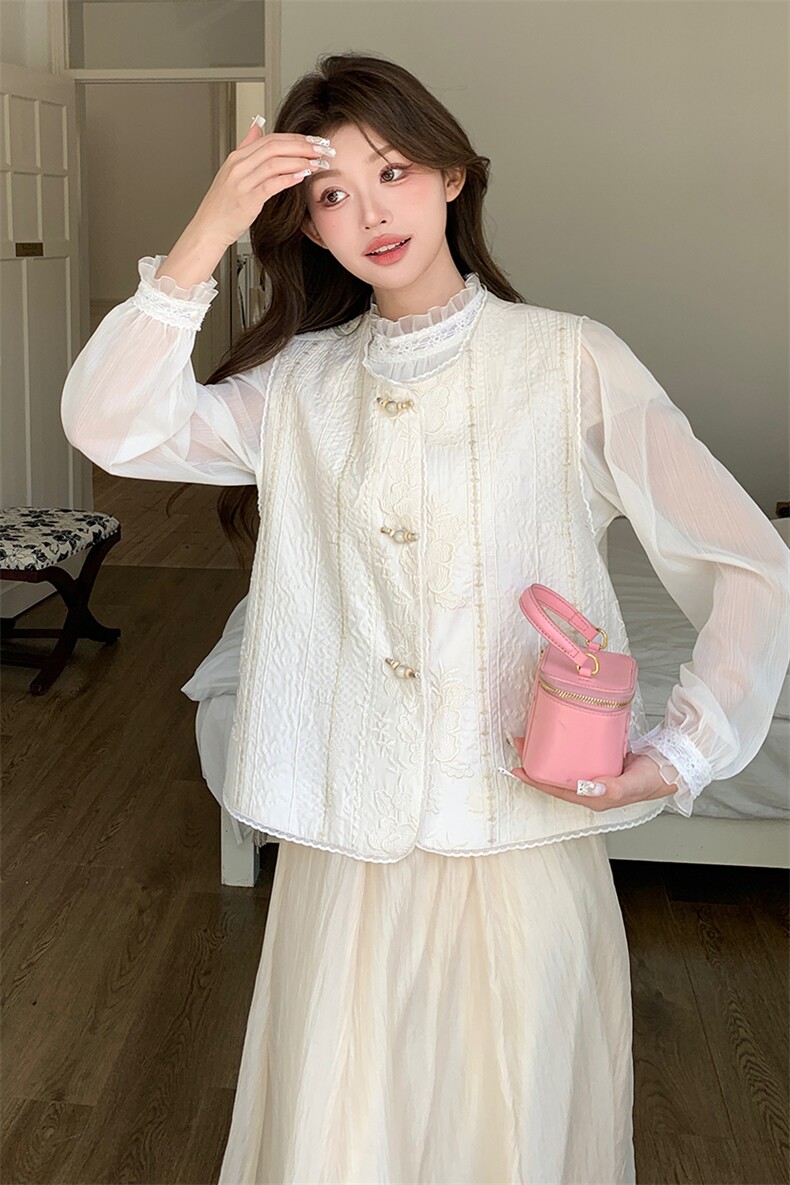 新款现货上新2025重工刺绣甜美百搭马甲女85021-208A-P120-K225,女装马甲,浙宝208A