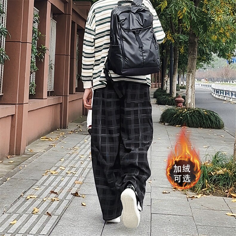 加绒卫裤 肌理感格纹休闲裤男2025 搭配卫衣毛衣日系裤子1030/P55图片