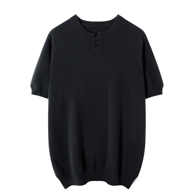 秋冬季新款舒适时尚百搭男士一粒扣短袖羊绒衫男装，男装羊绒套衫，麦纱纱羊绒