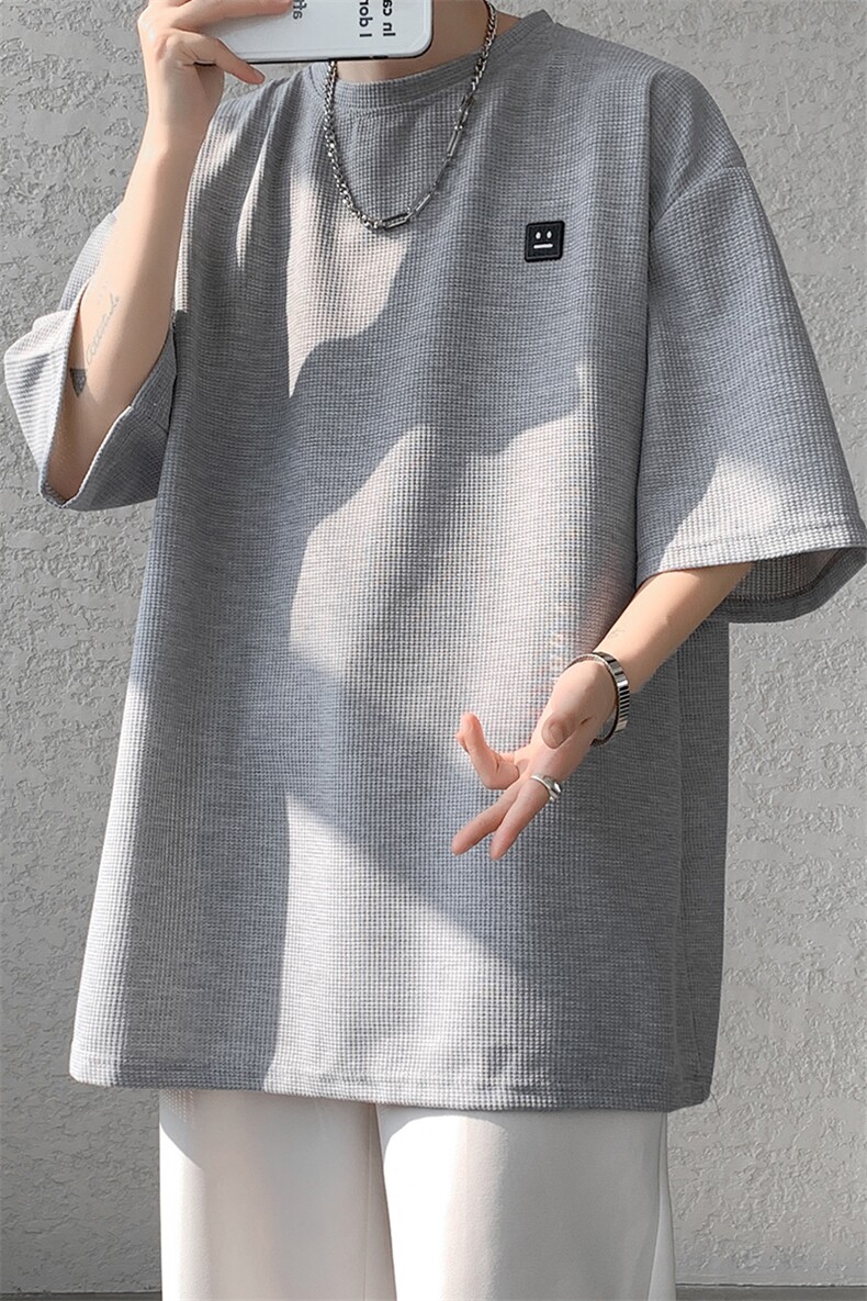 8XL-M重磅！特大码T潮牌上衣男中性华夫格短袖T恤DX304P25控39,男装T恤,电商D206-1