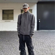 有货DMY61-批65翻领拉链纯色毛衣外套男冬季新款开衫，男装针织衫/毛衣，星座603-2