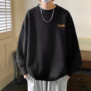 毛衣男生秋冬季潮牌日系针织衫2025宽松内搭款线衣服,穿搭加分的男生图片