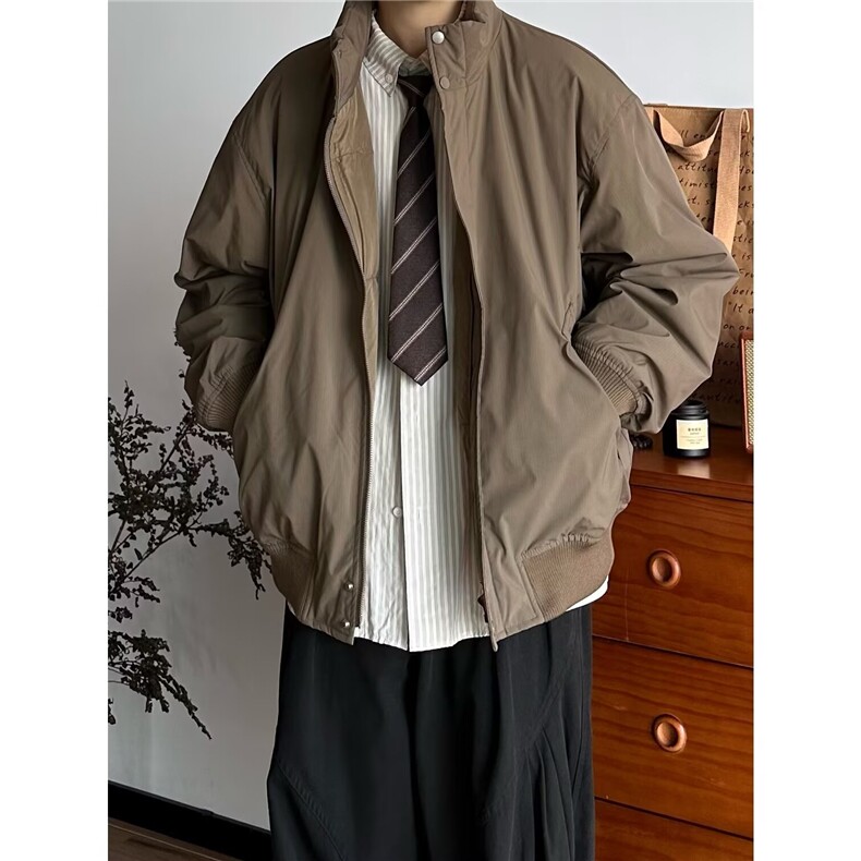 美式复古纯色立领工装棉服男女同款冬季潮牌情侣保暖棉衣,男装棉衣,星座506A