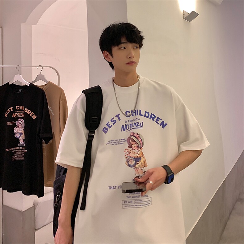 短袖男款情侣t恤女班服夏季潮牌百搭ins潮酷美式衣服T02211-P35,男装T恤,星座308B-1