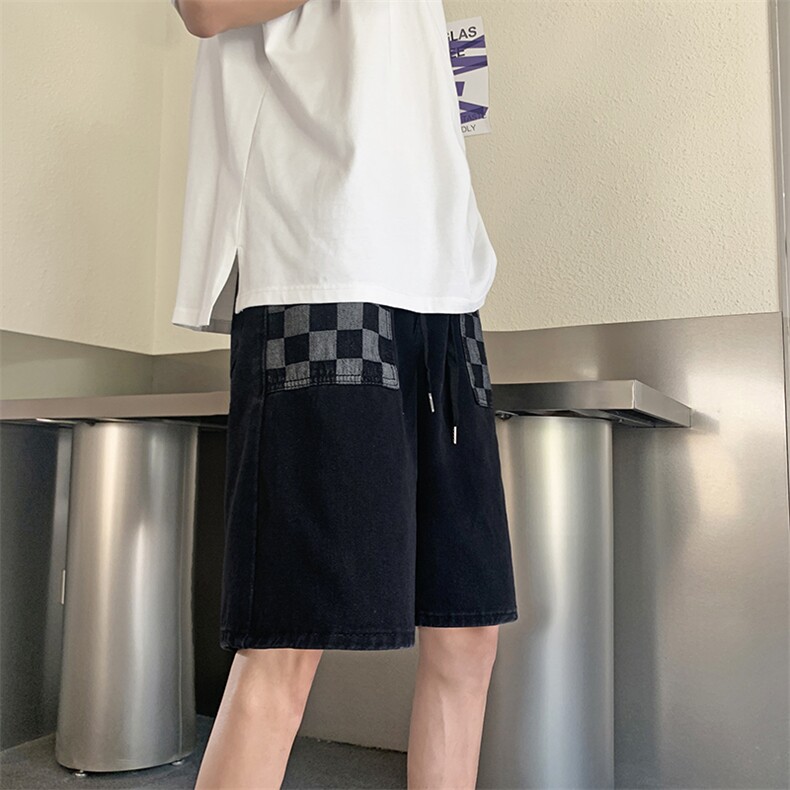 K3075-P35宽松型ins网格时尚潮牌五分裤,男装休闲裤,星座1501-1