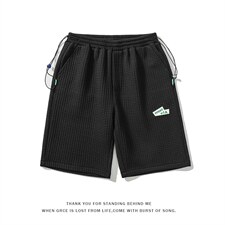 2023夏季新款华夫格休闲贴标百搭运动男宽松五分短裤DK28853-P40,男装休闲裤,电商A082