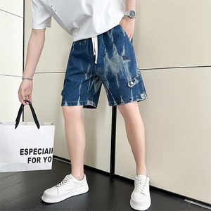 301A-1 DK10 P58控78店主风社会小伙夏季水洗五分牛仔短裤 潮图片