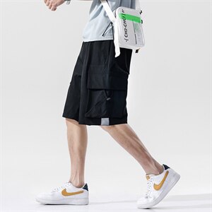 2021夏季新无影墙日系大码男工装大口袋反光休闲裤短裤K2030-P40图片
