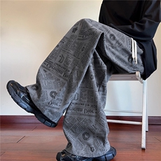 满印报纸灯芯绒裤子男秋季重磅宽松直筒休闲DAS46-P30，男装休闲裤，星座1109-4