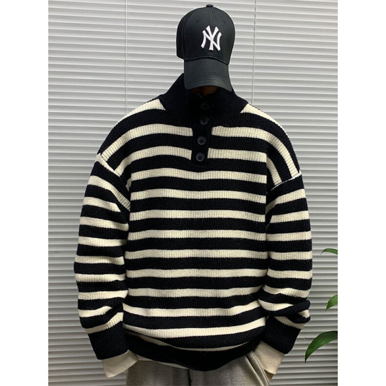 1506-1/MYM1731高质量鹿毛绒/P56冬季时尚立领条纹厚实羊绒毛衣男,男装针织衫/毛衣,星座1506-1