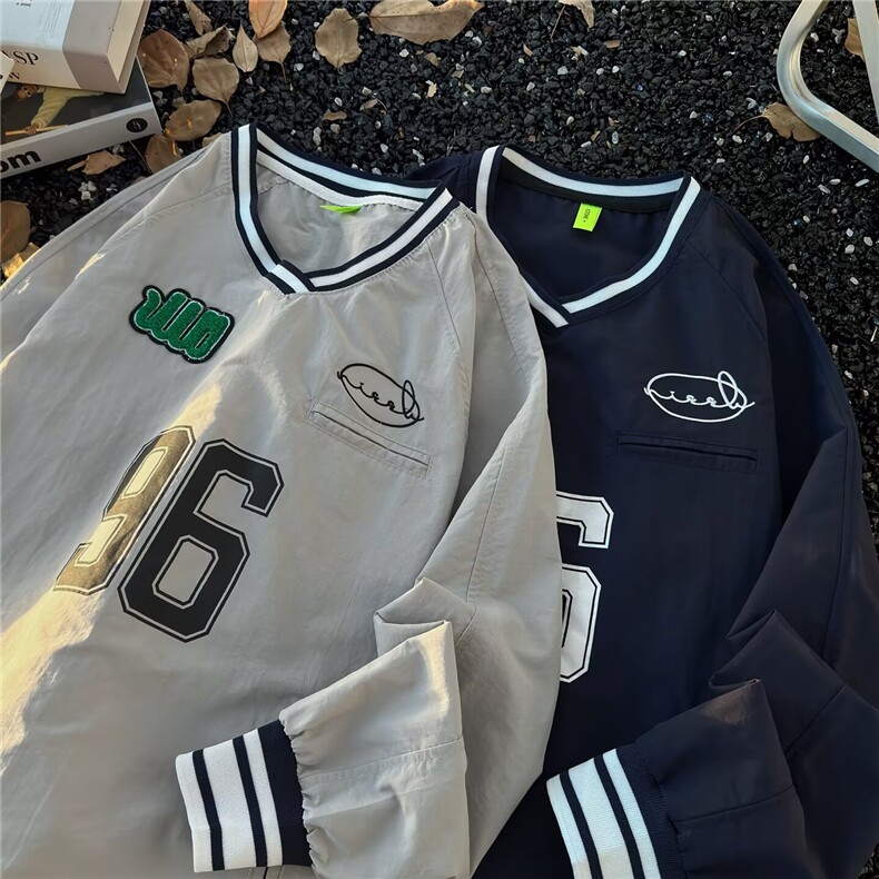 简约长袖V领球服美式卫衣新款百搭潮流ins气质日系慵ST701-P41,男装T恤,星座412-3