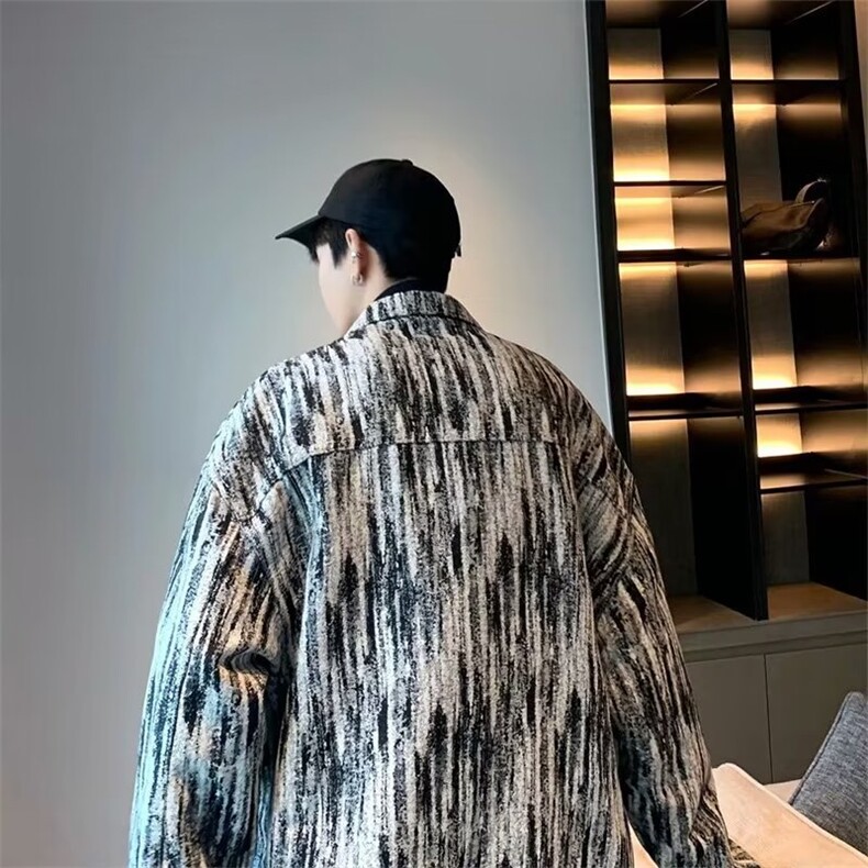 A81-P42长袖衬衫男春秋款高级感潮牌痞帅衬衣外套美式复古,男装衬衫,电商B323A