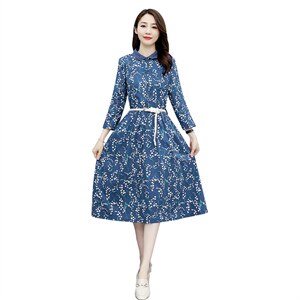 春秋女装素气质订棉麻早秋长袖连衣裙女2025年新款打底裙子图片