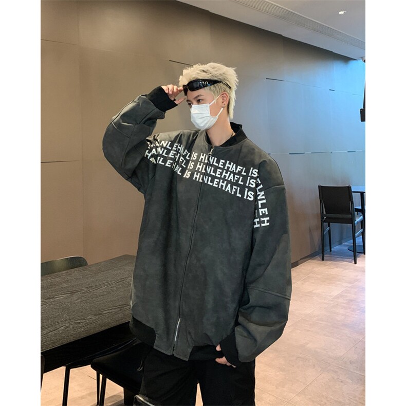 秋季新款港风美式高街复古高质量凯美拉印花皮衣男潮JK1322-P78,男装皮衣,星座313A(原308A-2)