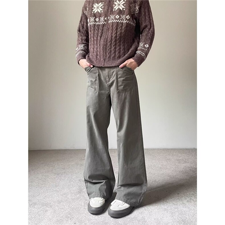 美式复古直筒垂感牛仔裤男女宽松休闲vibe长裤复古直筒休闲裤潮搭，男装牛仔裤，星座302B-2