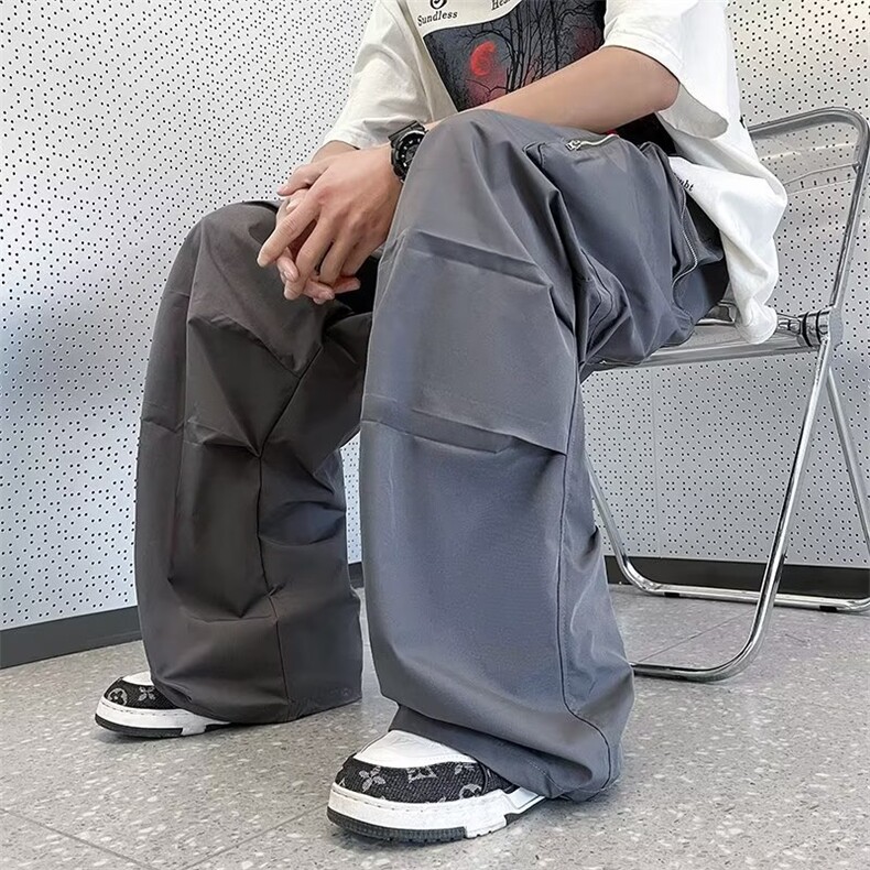 美式高街工装冲锋裤子男女潮慵懒坠感hiphop长裤伞兵裤FK65P38,男装休闲裤,星座1116-2