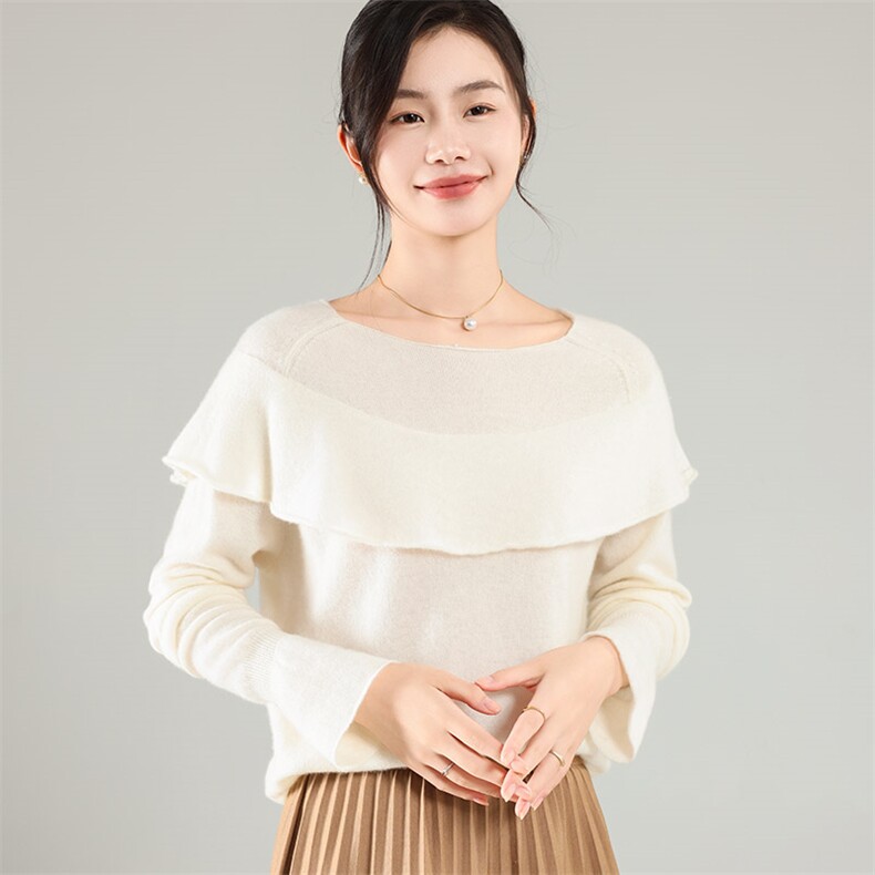 35%羊绒衫秋冬季新款舒适时尚百搭女式宽松长袖打底毛衣图片